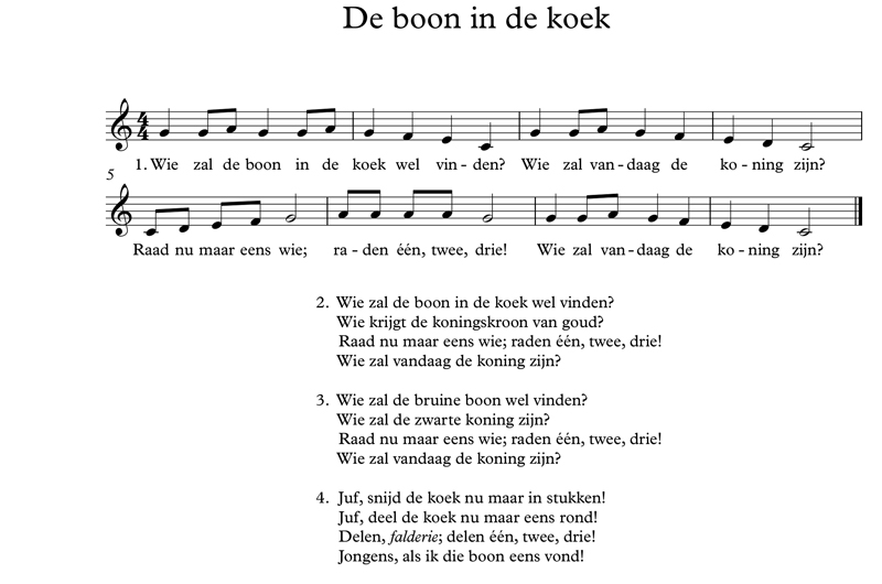 tekst van het Driekoningen liedje "de boon in de koek"